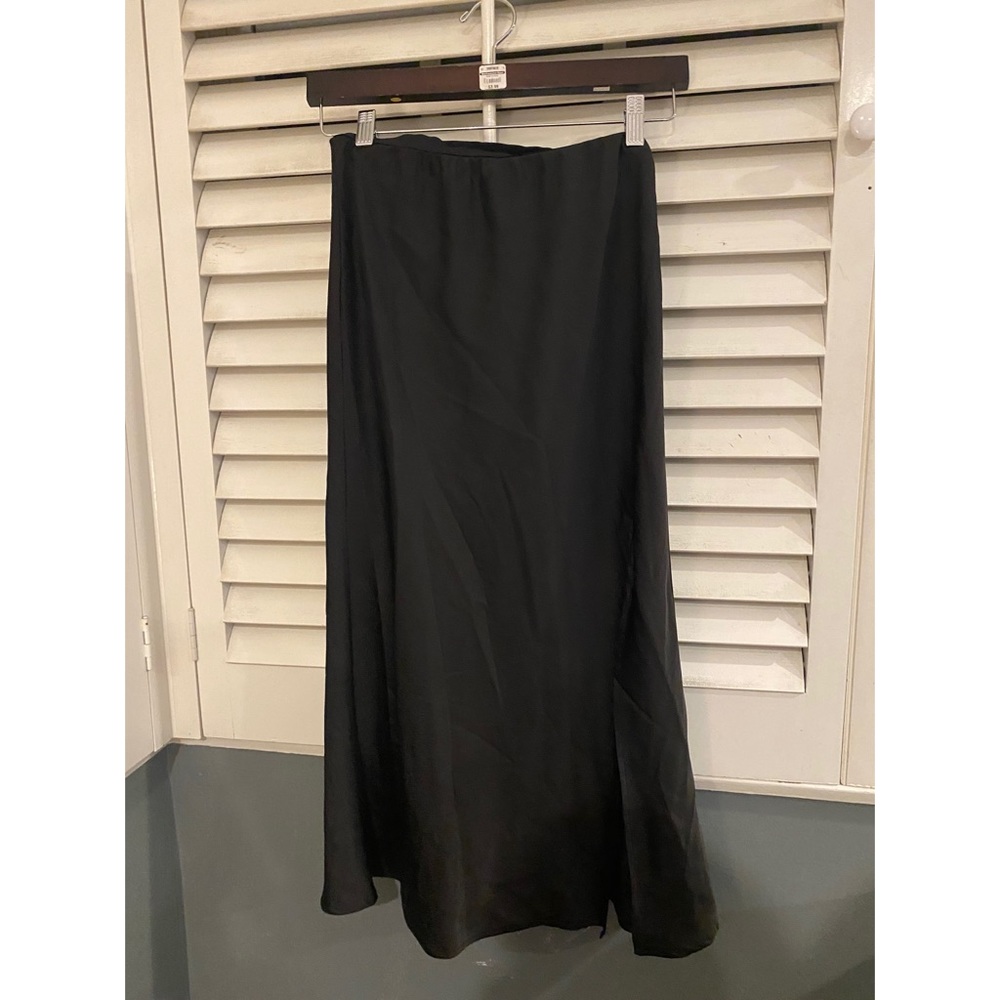Black satin maxi skirt